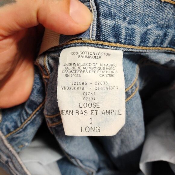 Gap Jeans womens 1 Long Loose Blue Denim Button Zipper Pockets Vintage VTG - Picture 3 of 8